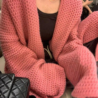 WW | Solid Baggy Strick Lange Strickjacke