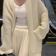 WW | Solid Baggy Strick Lange Strickjacke