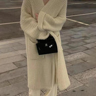 WW | Solid Baggy Strick Lange Strickjacke