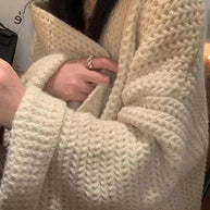 WW | Solid Baggy Strick Lange Strickjacke