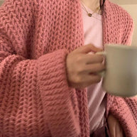 WW | Solid Baggy Strick Lange Strickjacke