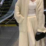 WW | Solid Baggy Strick Lange Strickjacke