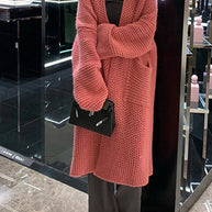 WW | Solid Baggy Strick Lange Strickjacke