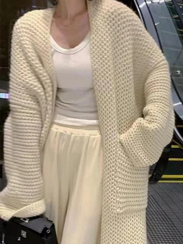 WW | Solid Baggy Strick Lange Strickjacke