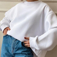 WW | Solides Übergröße Sweatshirt Mit Rundhalsausschnitt