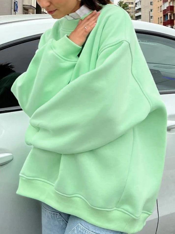 WW | Solides Übergröße Sweatshirt Mit Rundhalsausschnitt