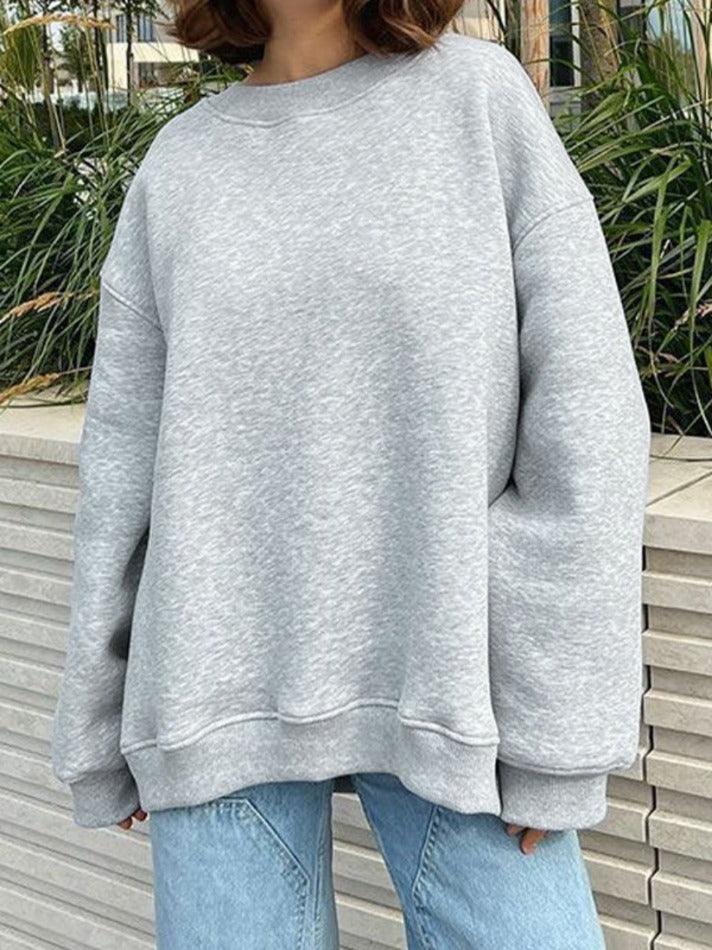 WW | Solides Übergröße Sweatshirt Mit Rundhalsausschnitt