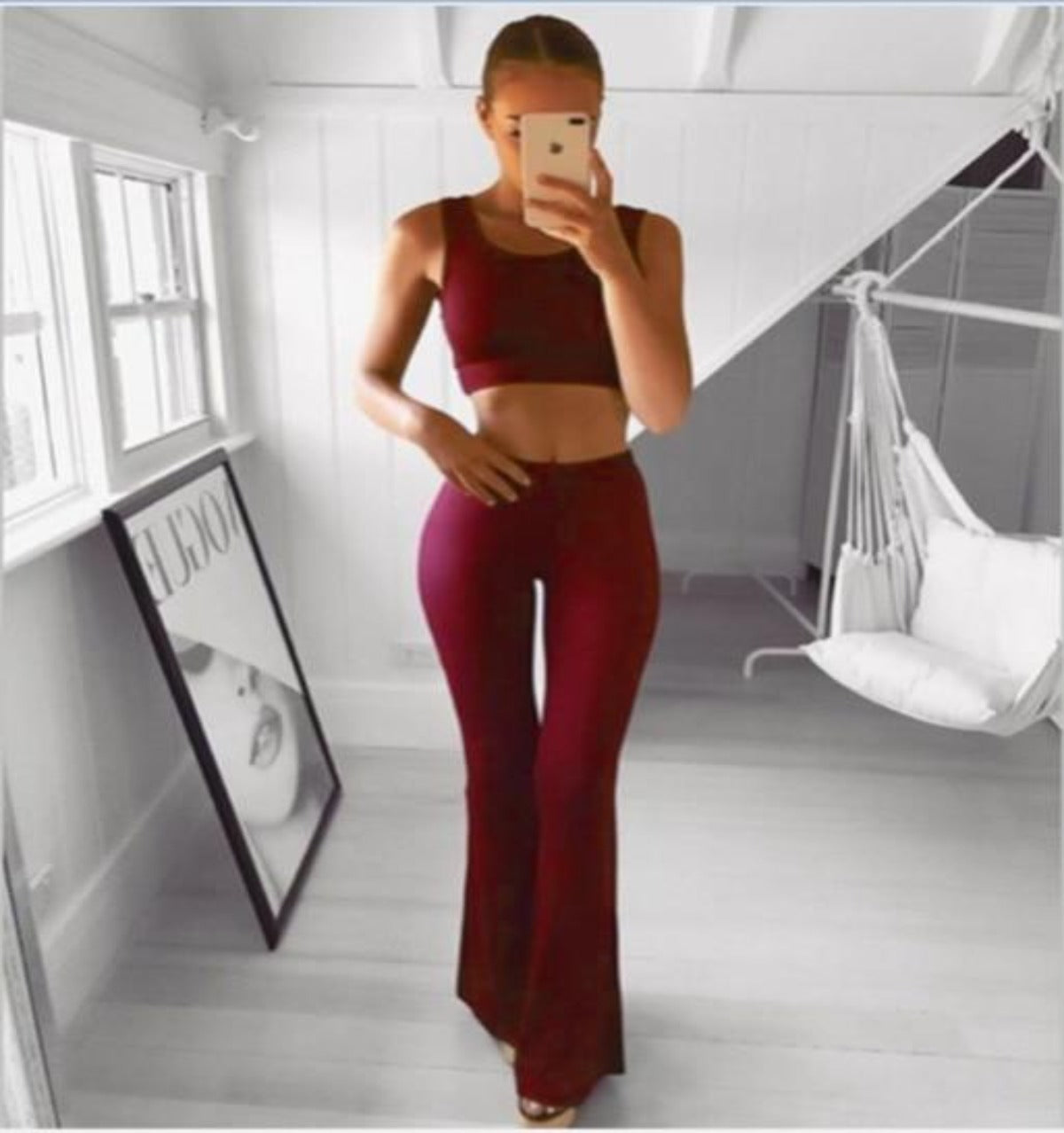 WW | Schlichte Hohe Taille Schlagweite Schlanke Lange Lockere Hose