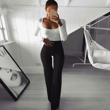 WW | Schlichte Hohe Taille Schlagweite Schlanke Lange Lockere Hose