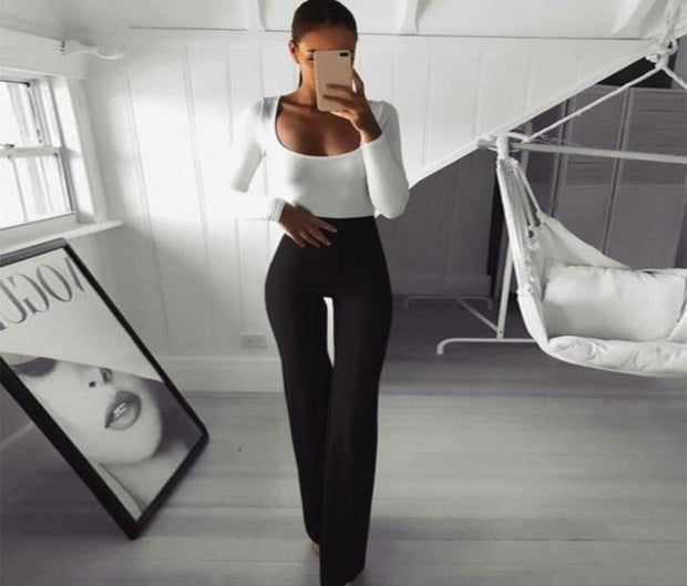 WW | Schlichte Hohe Taille Schlagweite Schlanke Lange Lockere Hose
