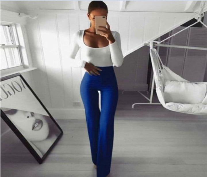 W&W Mode | Schlichte Hohe Taille Schlagweite Schlanke Lange Lockere Hose