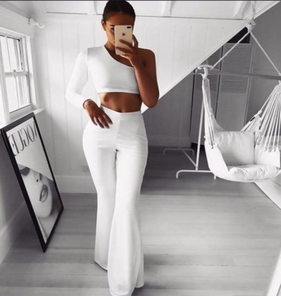 W&W Mode | Schlichte Hohe Taille Schlagweite Schlanke Lange Lockere Hose
