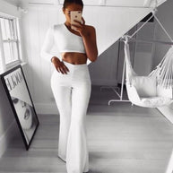 WW | Schlichte Hohe Taille Schlagweite Schlanke Lange Lockere Hose