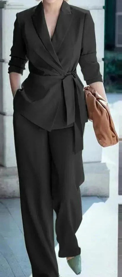 WW | Eleganter Reverskragen Blazer Weite Hosenanzug Für Profis