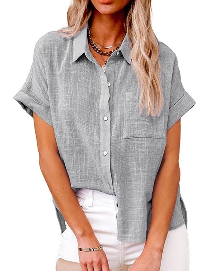 WW | Casual Button-Up Hemd mit Kurzen Ärmeln für Damen