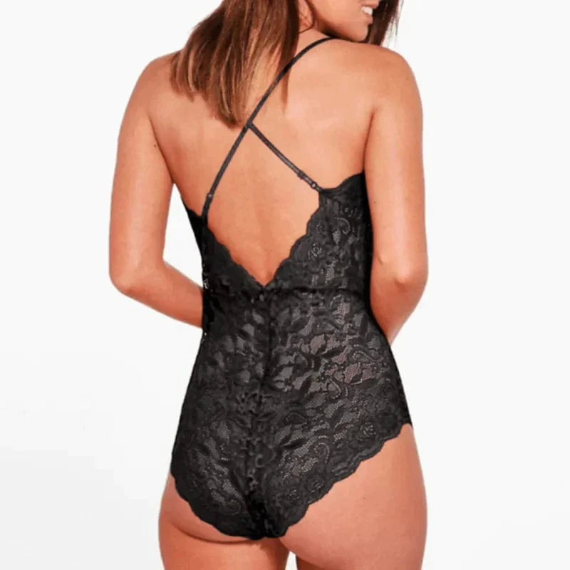 W&W Mode | Fesselnd Spitzenbodysuit mit tiefem Ausschnitt