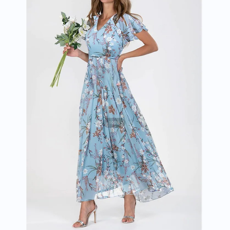 W&W Mode | Elegantes Blumen-Maxikleid für Frauen