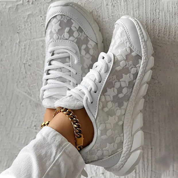 WW | weiße Damensneaker - weiße bestickte Schuhe