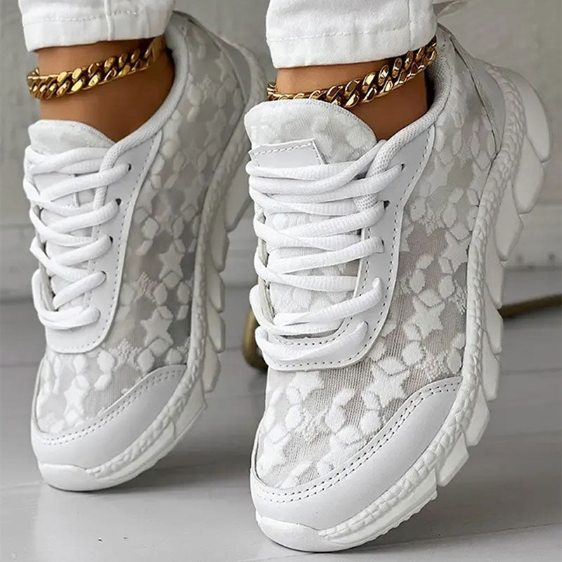 WW | weiße Damensneaker - weiße bestickte Schuhe