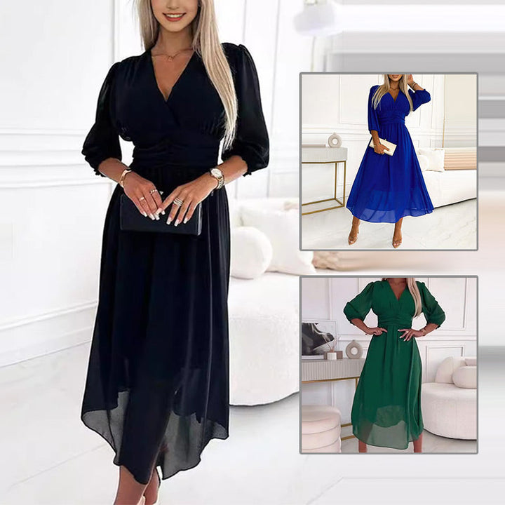 W&W Mode | Damen V-Ausschnitt Leichte Chiffon Kleider