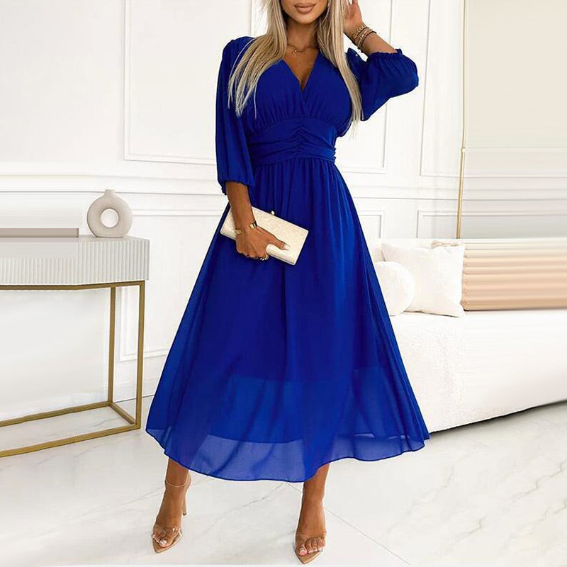 W&W Mode | Damen V-Ausschnitt Leichte Chiffon Kleider