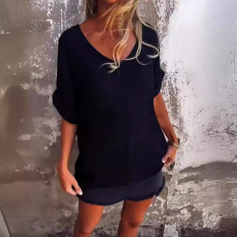 W&W Mode | T-Shirt Mit Übergroßem V-Ausschnitt Für Damen