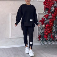 WW | Lässig Damen Sweatshirt Und Leggings Satz