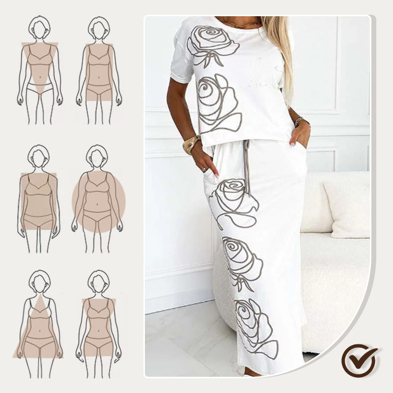 WW | Elegantes Zweiteiler Satz Mit Blumenmuster Für Damen