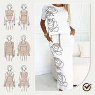 WW | Elegantes Zweiteiler Satz Mit Blumenmuster Für Damen