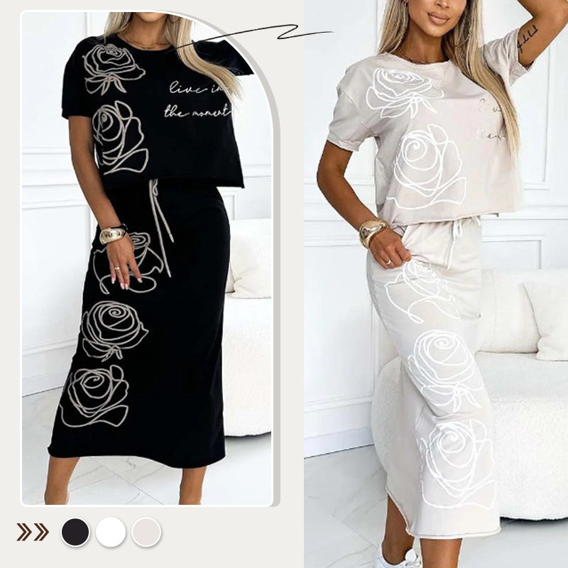 WW | Elegantes Zweiteiler Satz Mit Blumenmuster Für Damen