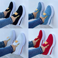 WW | Damen Slip on Sneakers mit Goldenen Reißverschlüssen und Erhöhtem Absatz
