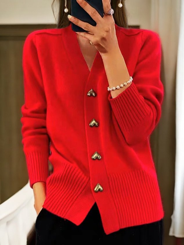 W&W Mode | Strickjacke Mit Herzknöpfen