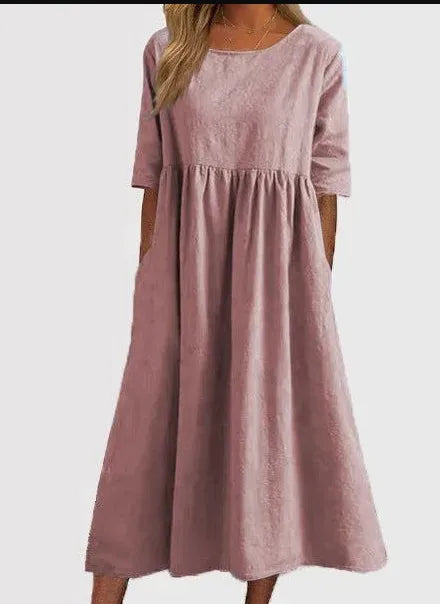 WW | Luftiges Baumwollkleid Mit Tasche