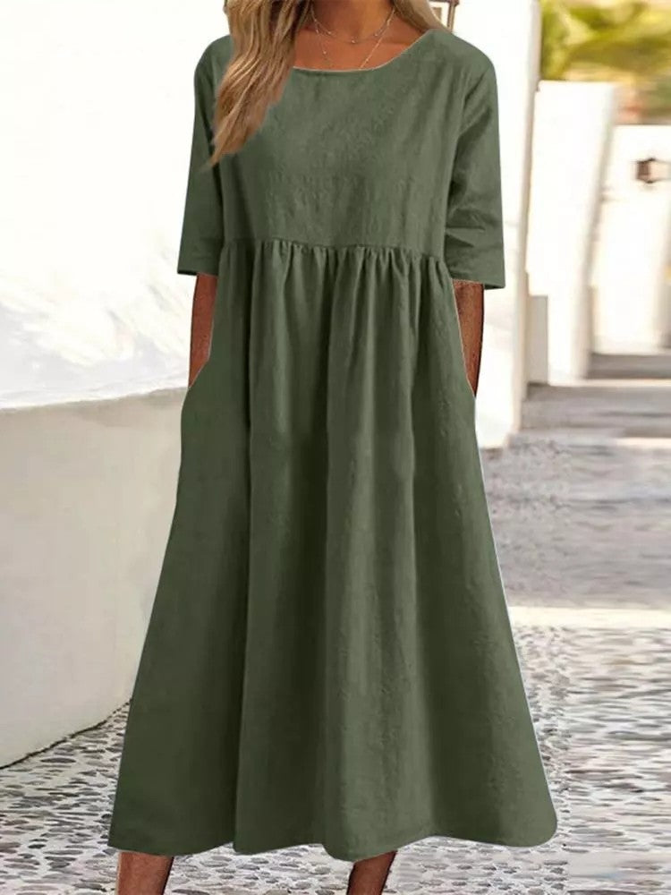 WW | Luftiges Baumwollkleid Mit Tasche
