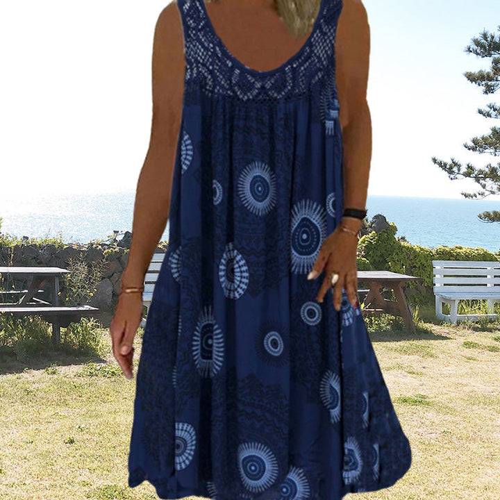 W&W Mode | Luftiges Sommerkleid Mit Print & O-Ausschnitt