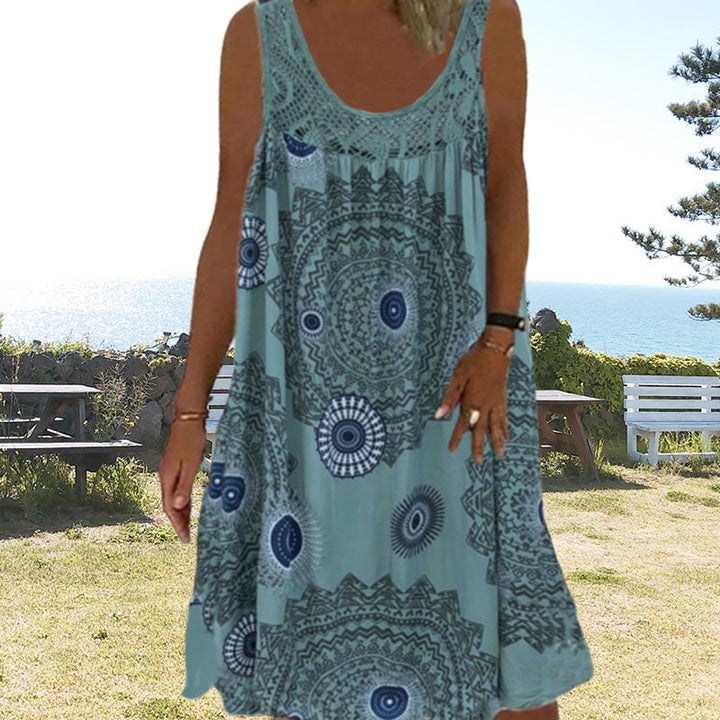 W&W Mode | Luftiges Sommerkleid Mit Print & O-Ausschnitt