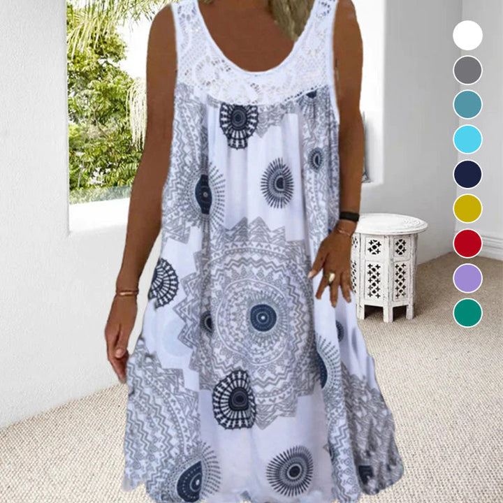 W&W Mode | Luftiges Sommerkleid Mit Print & O-Ausschnitt
