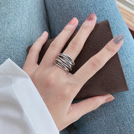 WW | Silber Verstellbarer Ring in Lagen