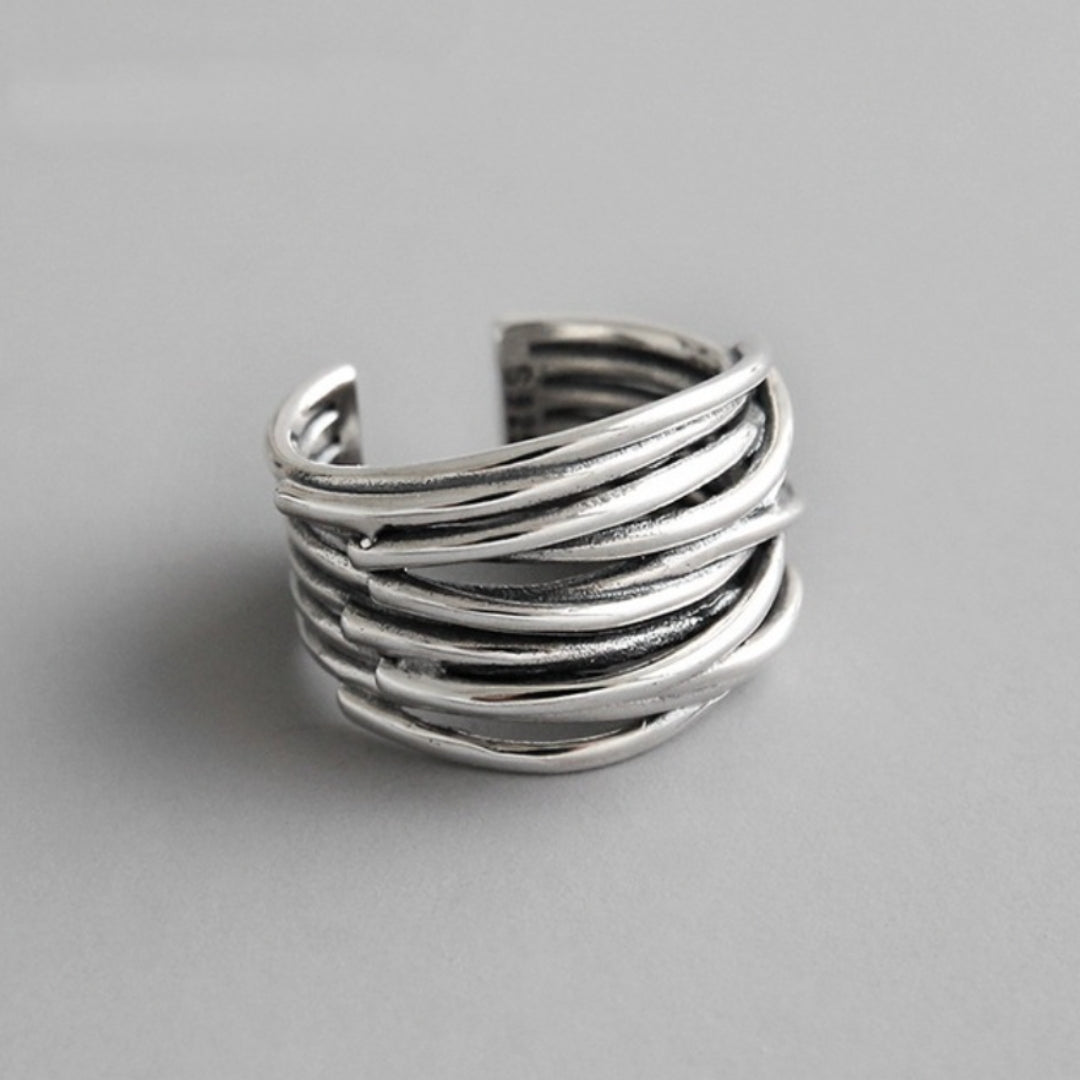 WW | Silber Verstellbarer Ring in Lagen