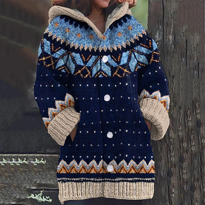 WW | Strickjacke Damen Lang Mit Kapuze