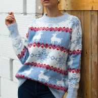 WW Streifen Weihnachten Schneereh Pullover