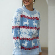 WW Streifen Weihnachten Schneereh Pullover