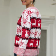 WW Streifen Weihnachten Schneereh Pullover