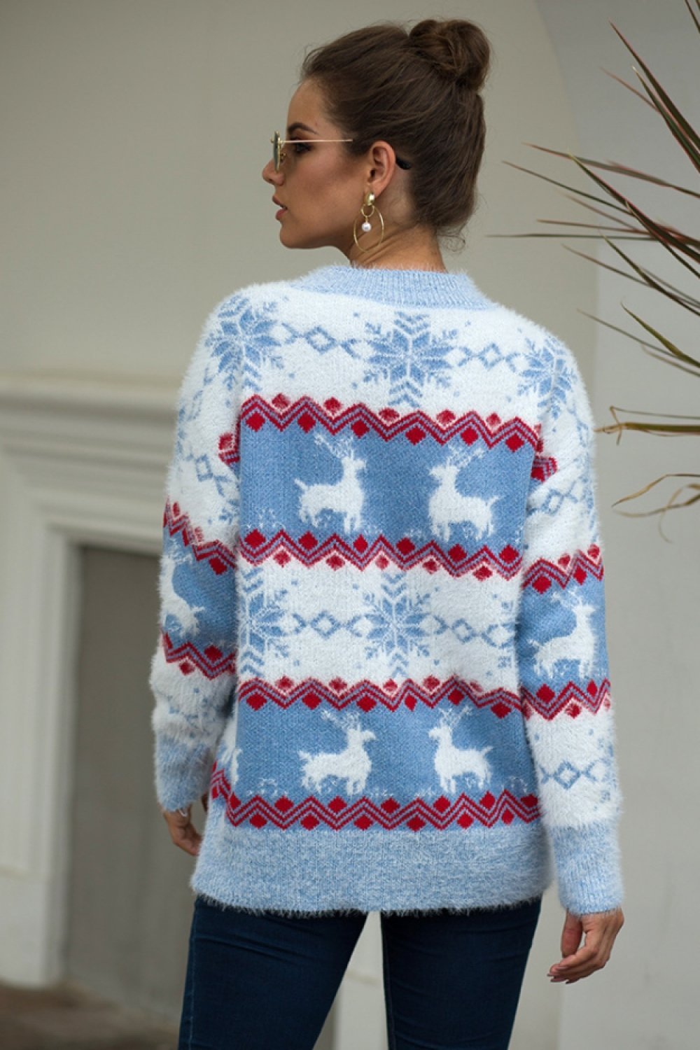 WW Streifen Weihnachten Schneereh Pullover