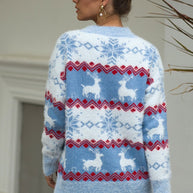 WW Streifen Weihnachten Schneereh Pullover