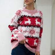 WW Streifen Weihnachten Schneereh Pullover