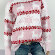 WW Streifen Weihnachten Schneereh Pullover