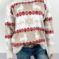 WW Streifen Weihnachten Schneereh Pullover