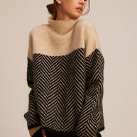WW | Damen Rollkragenpullover mit Zweifarbdesign