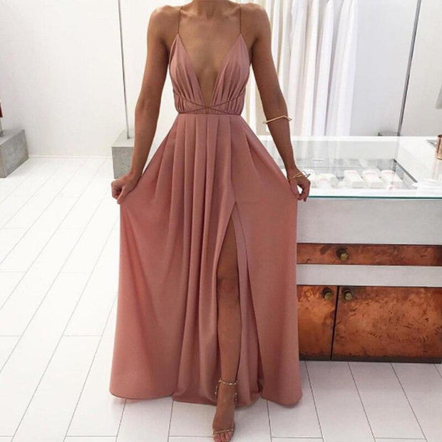 WW | Maxikleid mit Tiefem U-Ausschnitt